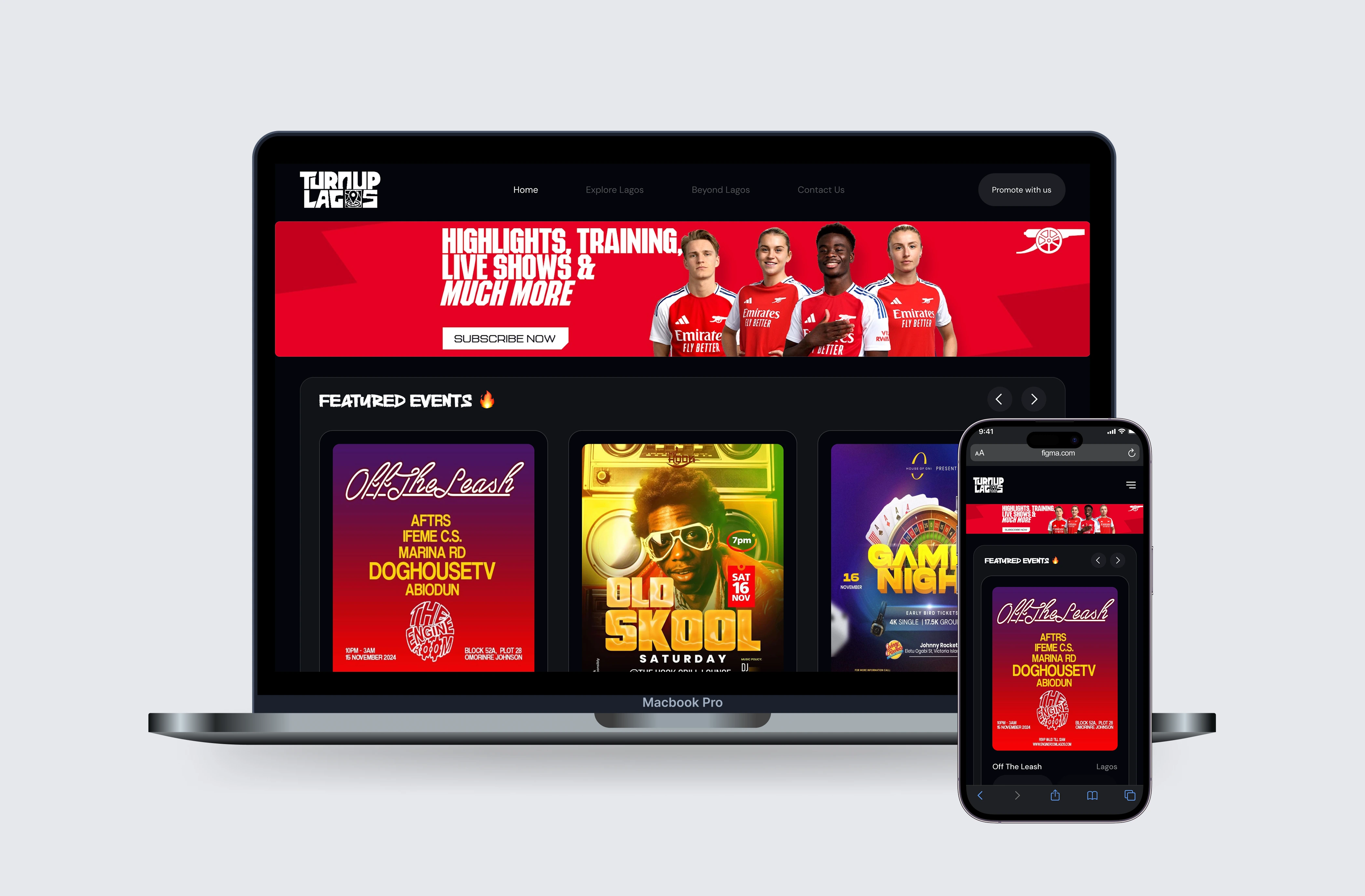 TurnUpLagos — desktop and mobile website preview